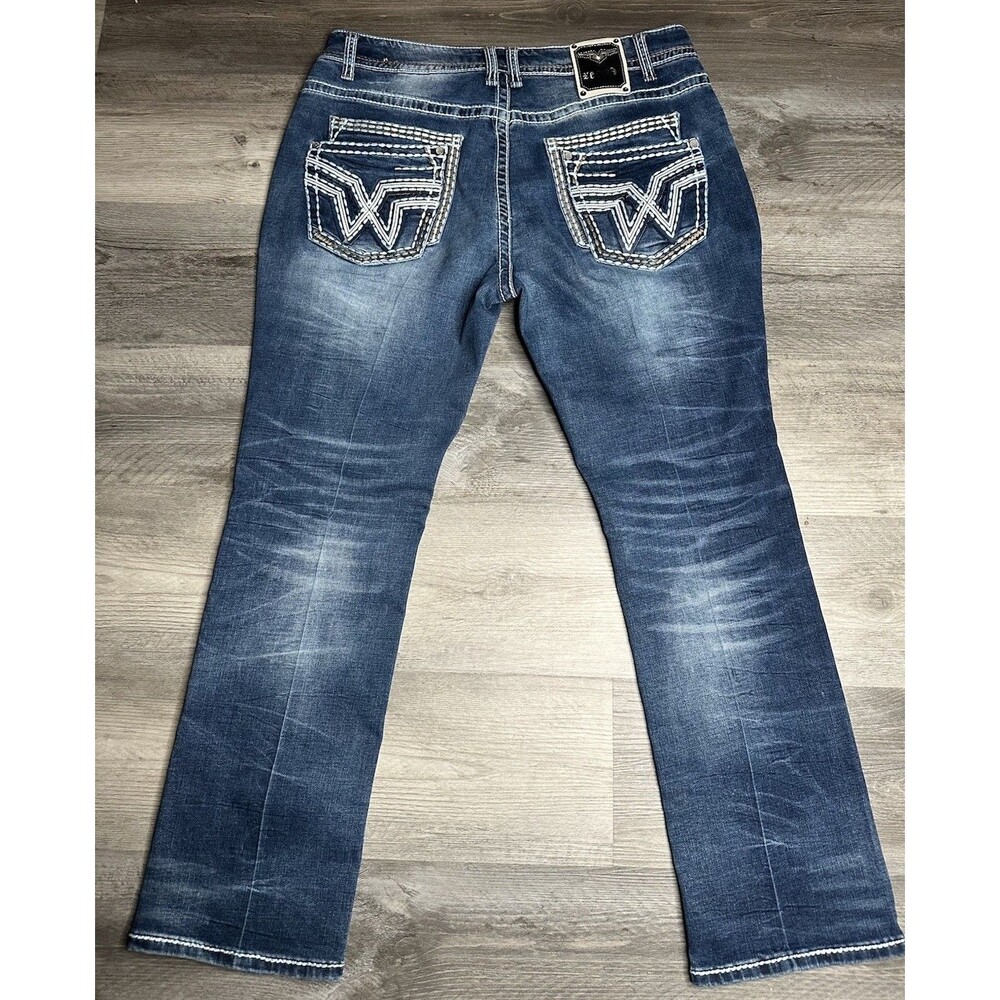 Xecondo Los Angeles Jeans Size 38 Heavy Stitch Y2K Western Embroidered Unisex